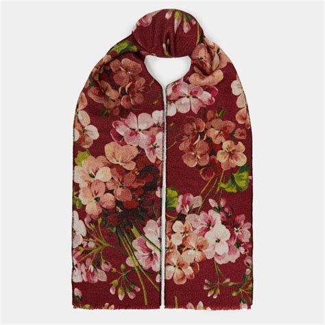 gucci reversible floral-print wool and jacquard scarf|gucci neckerchief.